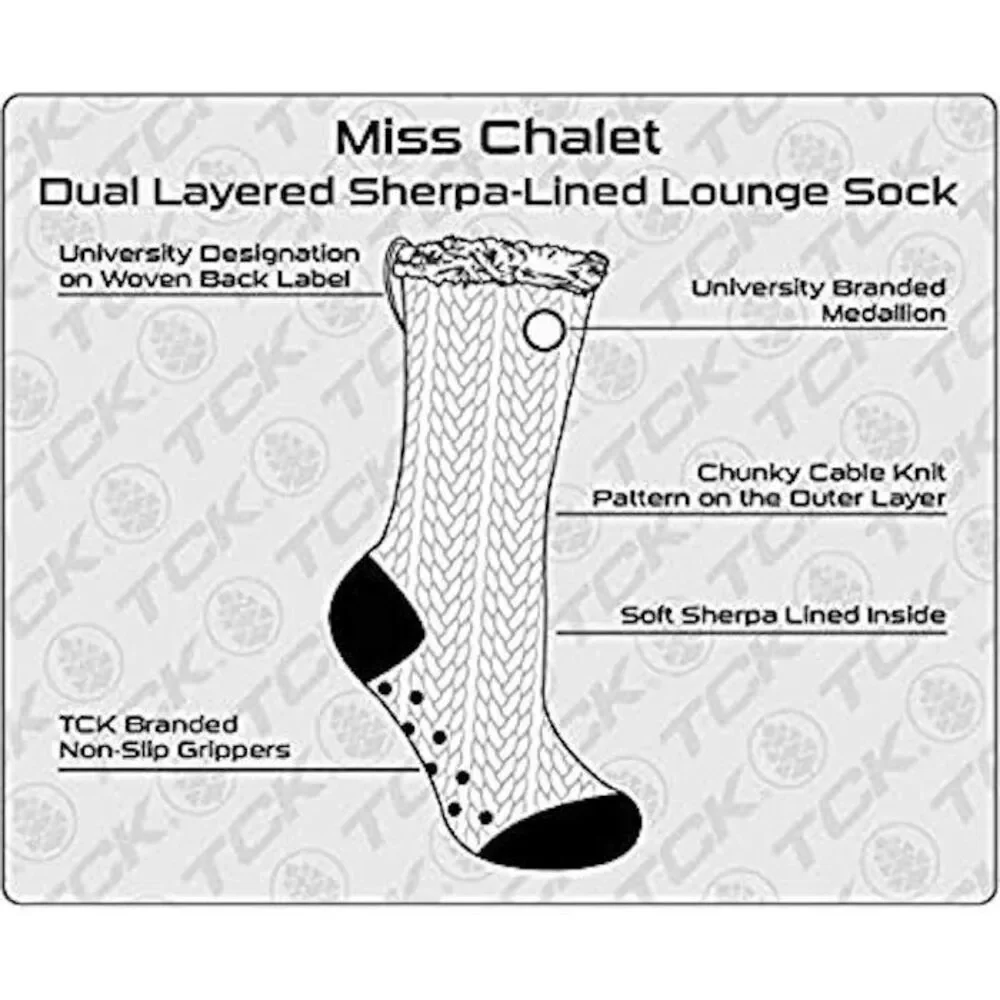 TCK University of California Miss Chalet Cable Knit Sherpa Lined Slipper Socks
